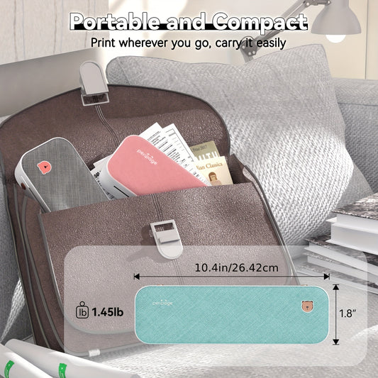 PeriPage A4 Inkless Printer Thermal Portable Printer Supports 8.26 "x11.69" Mini Printer With 1 Roll Of Thermal Paper Printing Paper, Compatible With Android And IOS Printing, Document Transfer Paper Consumables, Long-lasting