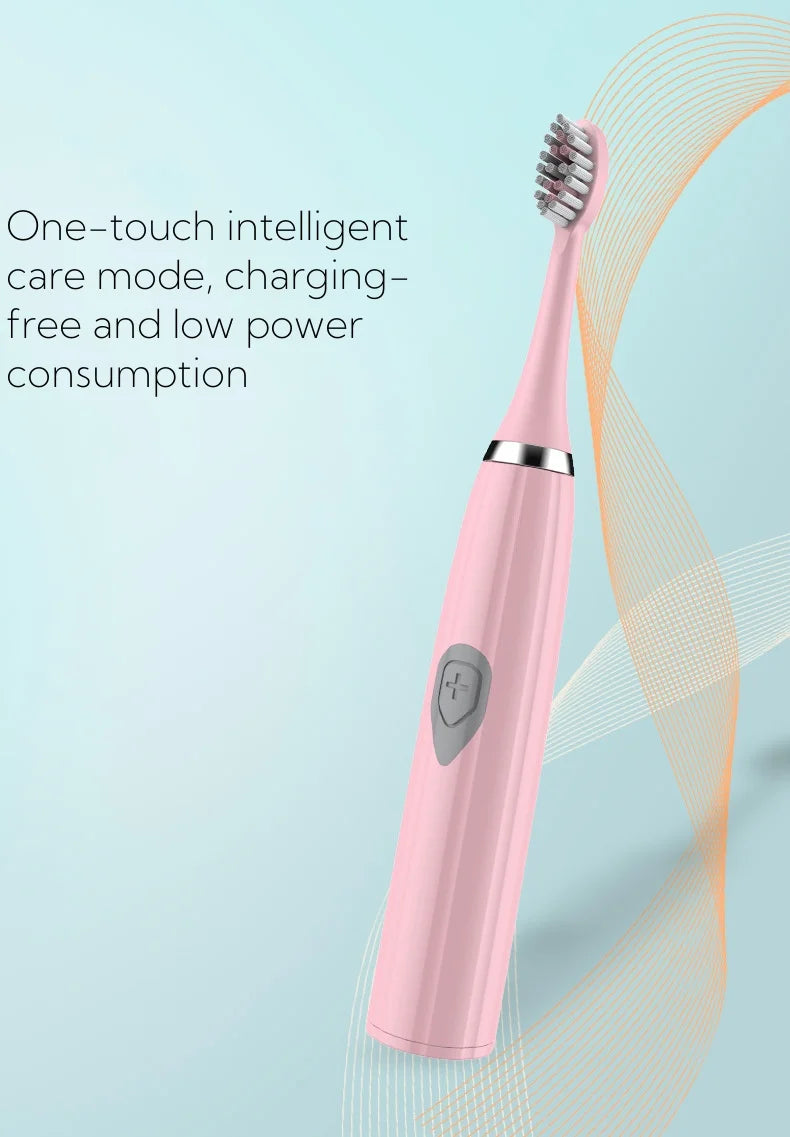 1pc White/Pink Electric Toothbrush Adult Model Soft Bristle Electric Toothbrush Battery Model Family Set Electric Toothbrush
