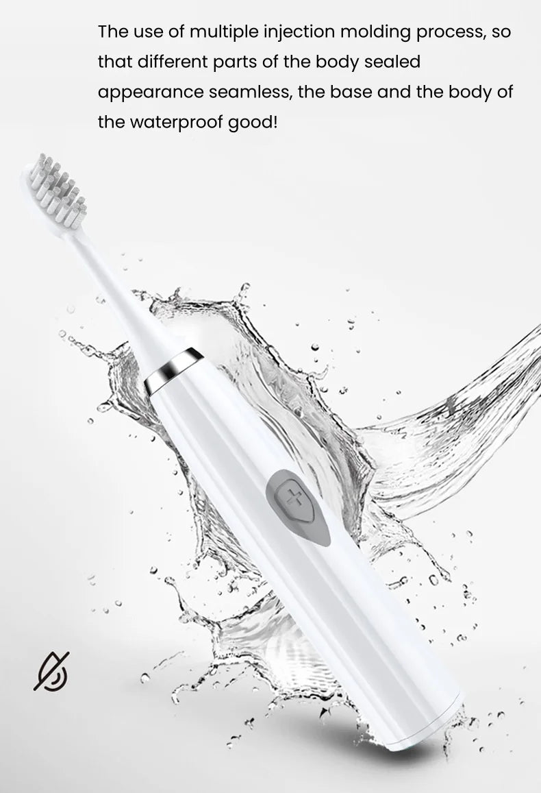 1pc White/Pink Electric Toothbrush Adult Model Soft Bristle Electric Toothbrush Battery Model Family Set Electric Toothbrush