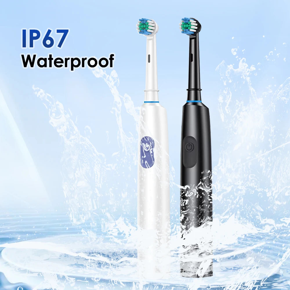 Electric Smart Rotating Timing Toothbrush, Rechargeable Rotary Toothbrush with 4 Heads, 5 Modes Setting Teeth Whitening Oral Car