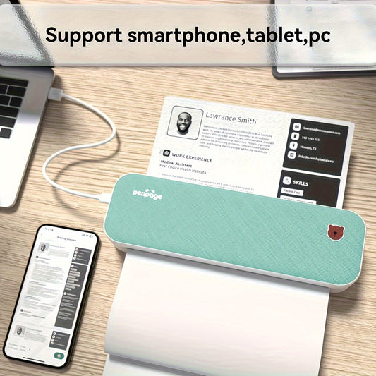 PeriPage A4 Inkless Printer Thermal Portable Printer Supports 8.26 "x11.69" Mini Printer With 1 Roll Of Thermal Paper Printing Paper, Compatible With Android And IOS Printing, Document Transfer Paper Consumables, Long-lasting