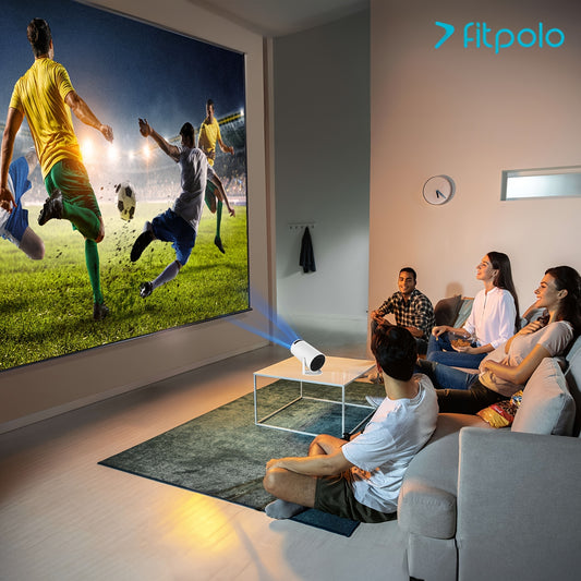 Fit Smart Mini Projector,Projector support 4k with WiFi and Built-in App,Auto Focus & Keystone, DoIby Audio, Zoom, Native 720P Movie, Portable Outdoor Mini Projector, White