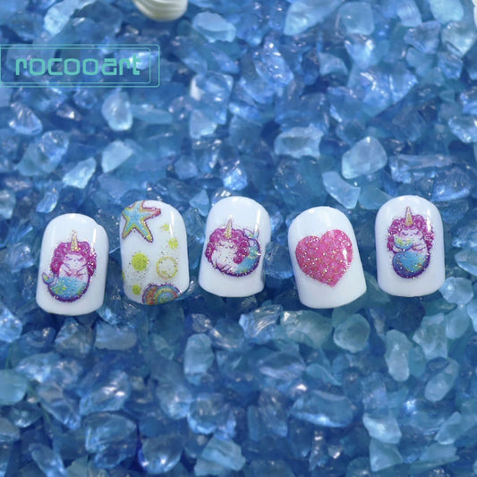 Wholesale Cartoon Glitter Mermaid Nail Art Designs Strips for Children Make-up Nail Art DIY Nail Decoration Stickers for Kids