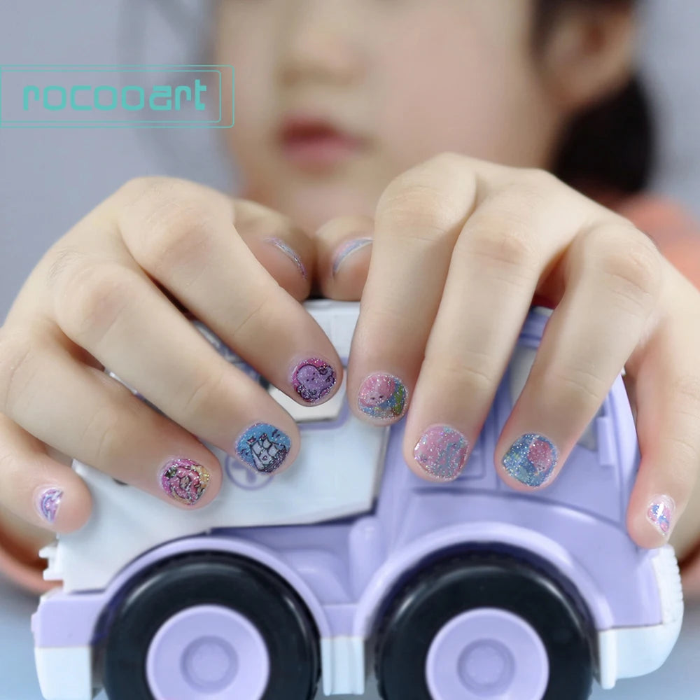 Wholesale Cartoon Glitter Mermaid Nail Art Designs Strips for Children Make-up Nail Art DIY Nail Decoration Stickers for Kids