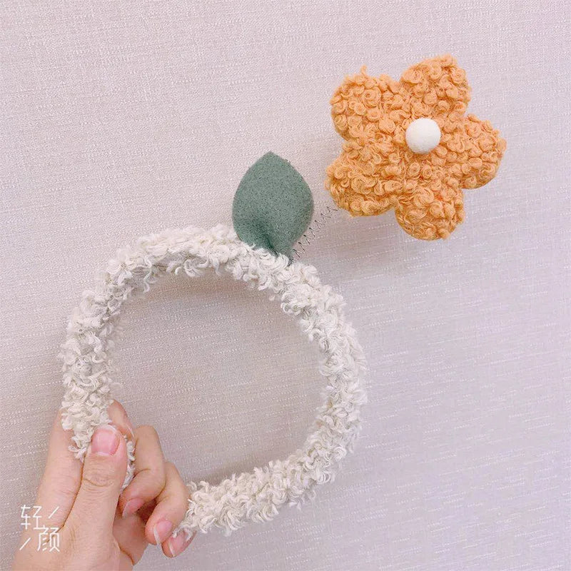 Cartoon Rabbit Cat Ear Cute Plush Headband OMG Bow Wash Face Hairband Lady Soft Custom Women Fur Elastic Make up Headbands