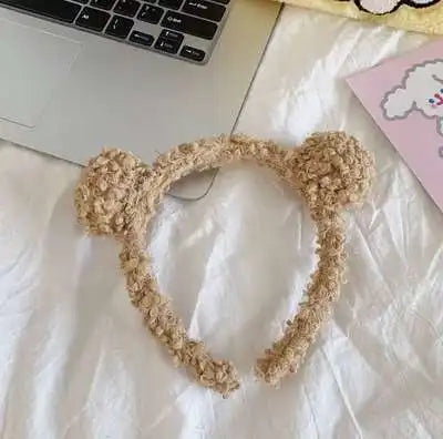 Cartoon Rabbit Cat Ear Cute Plush Headband OMG Bow Wash Face Hairband Lady Soft Custom Women Fur Elastic Make up Headbands