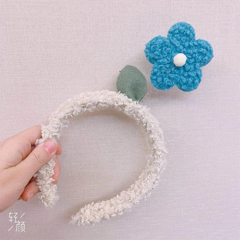 Cartoon Rabbit Cat Ear Cute Plush Headband OMG Bow Wash Face Hairband Lady Soft Custom Women Fur Elastic Make up Headbands