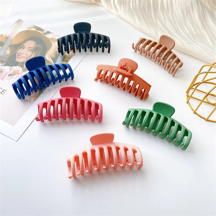 Super Practical and Sweet Frosted Color Grip Clip Make-up Bath All-match Big Clip Candy Color Resin Hair Accessories Sets