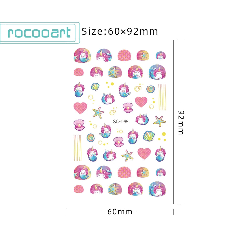 Wholesale Cartoon Glitter Mermaid Nail Art Designs Strips for Children Make-up Nail Art DIY Nail Decoration Stickers for Kids