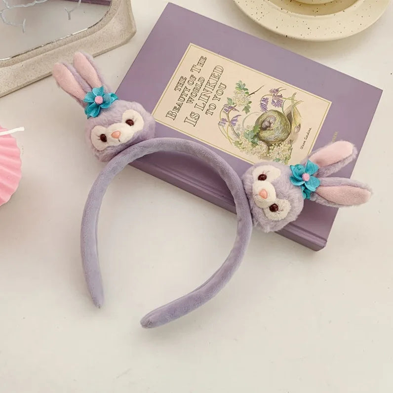 Cartoon Rabbit Cat Ear Cute Plush Headband OMG Bow Wash Face Hairband Lady Soft Custom Women Fur Elastic Make up Headbands