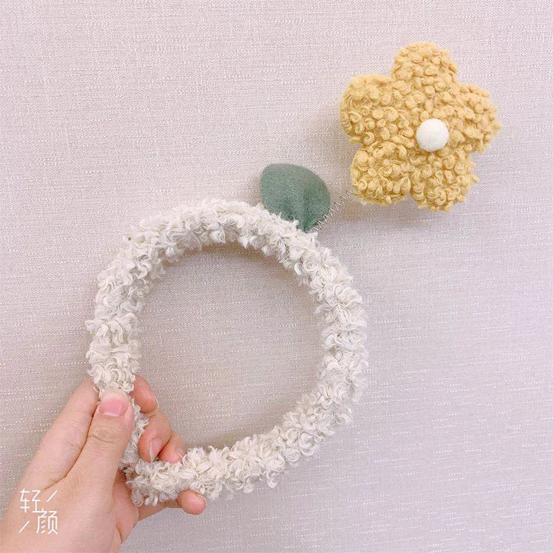 Cartoon Rabbit Cat Ear Cute Plush Headband OMG Bow Wash Face Hairband Lady Soft Custom Women Fur Elastic Make up Headbands