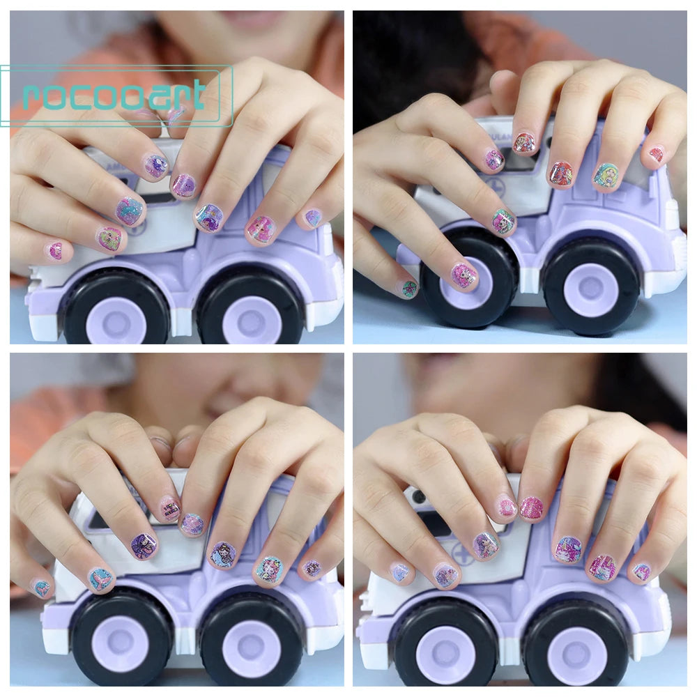 Wholesale Cartoon Glitter Mermaid Nail Art Designs Strips for Children Make-up Nail Art DIY Nail Decoration Stickers for Kids