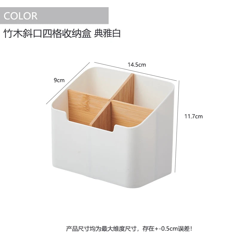 Multifunctional Plastic Desktop Storage Box Modern Cosmetic Organiser Make-Up Brushes Pen Holder Remote Control Office Table Use