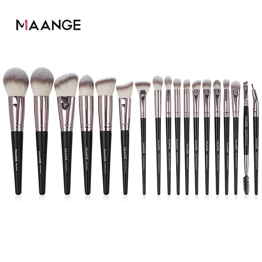 MAANGE 18pcs Black Makeup Brushes Factory Direct Price High Quality Blender Make up Blending Brush Set Makeup Brush Set