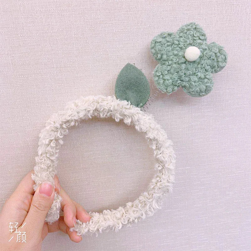 Cartoon Rabbit Cat Ear Cute Plush Headband OMG Bow Wash Face Hairband Lady Soft Custom Women Fur Elastic Make up Headbands