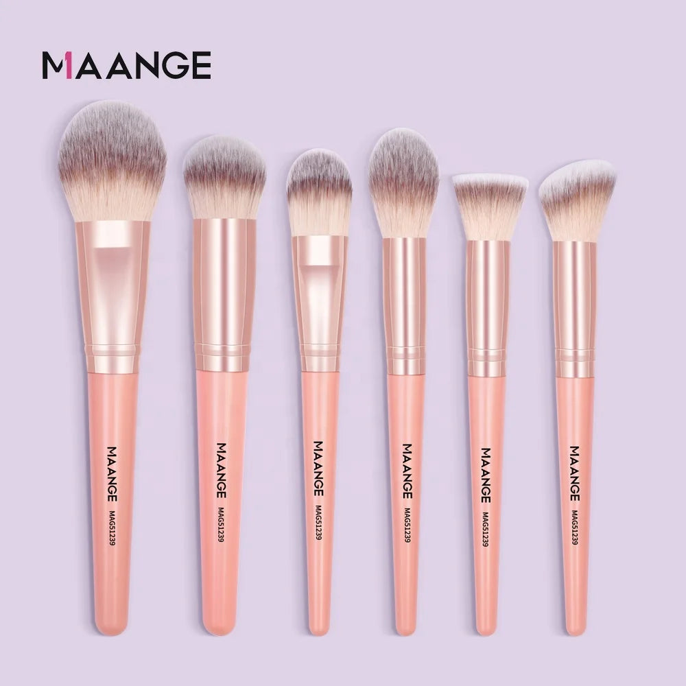 MAANGE Wholesale 6 Pcs Multi-function Make up Brushes Large Brush Head Powder Makeup Brush Set