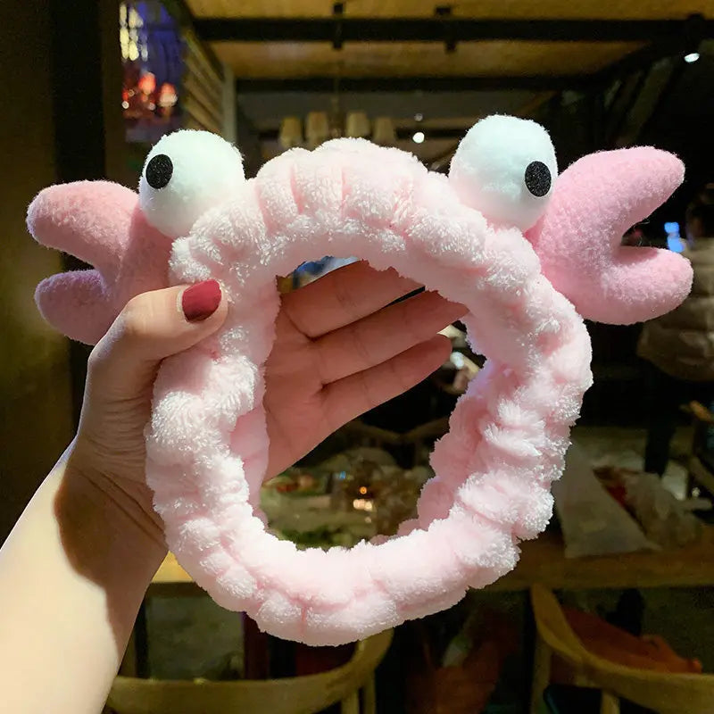 Cartoon Rabbit Cat Ear Cute Plush Headband OMG Bow Wash Face Hairband Lady Soft Custom Women Fur Elastic Make up Headbands