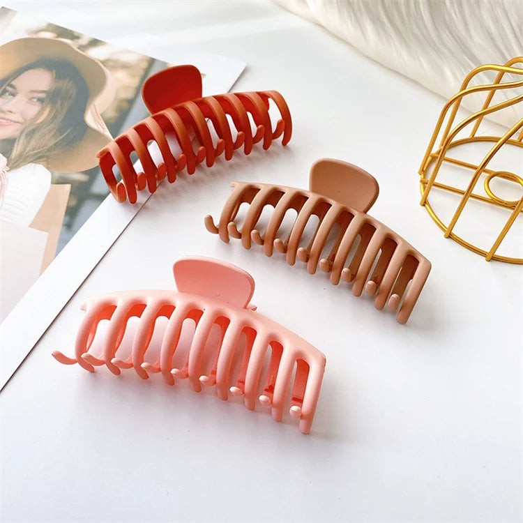 Super Practical and Sweet Frosted Color Grip Clip Make-up Bath All-match Big Clip Candy Color Resin Hair Accessories Sets