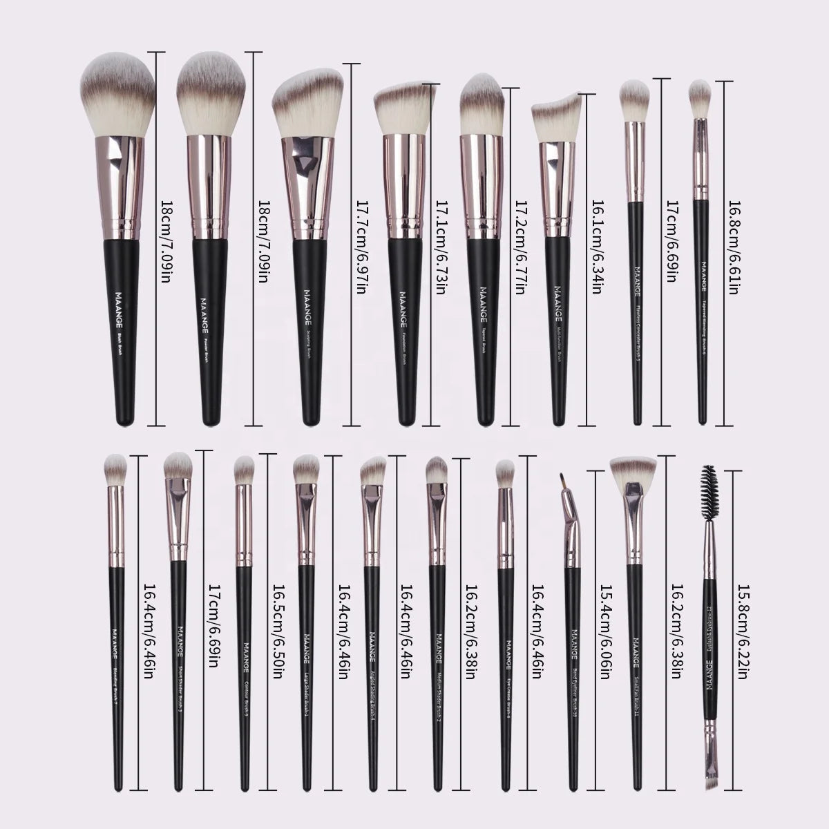 MAANGE 18pcs Black Makeup Brushes Factory Direct Price High Quality Blender Make up Blending Brush Set Makeup Brush Set