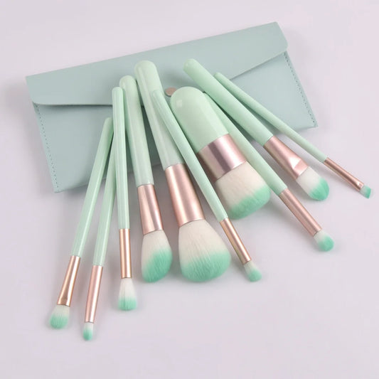Mint Green Makeup Brushes 10Pcs Premium Quality Makeup Brush Set Powder Kabuki Foundation Concealer Eye Shadow Make up Brush Kit