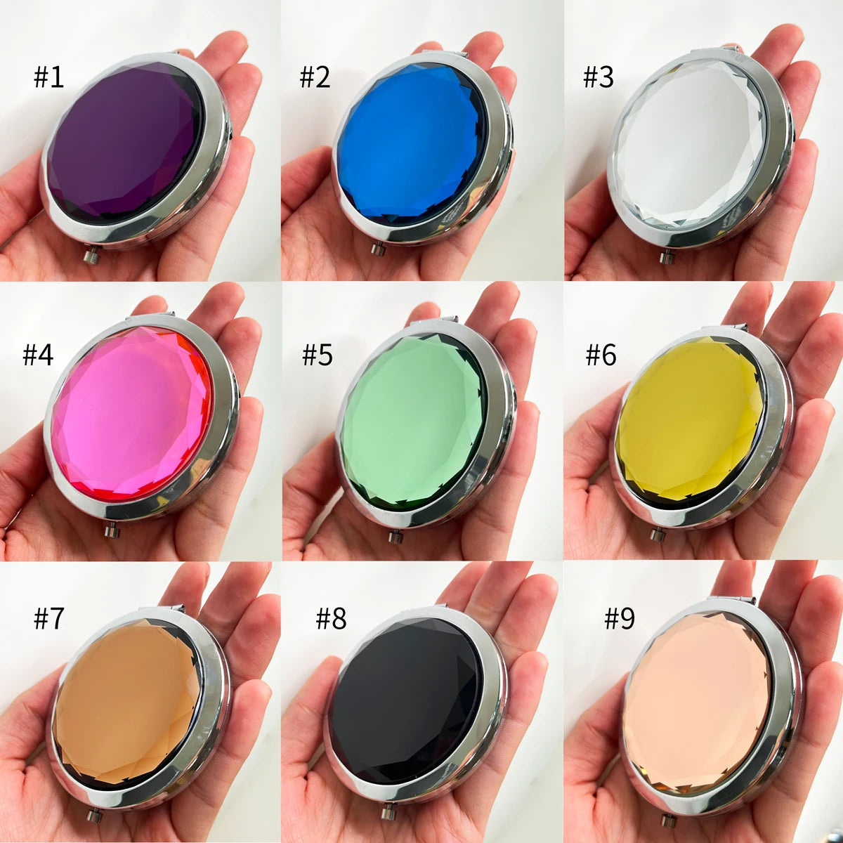 Cosmetic Metal Pocket Mirror Personalized Round Make up Hand Held Travel Small Portable Makeup Mirror