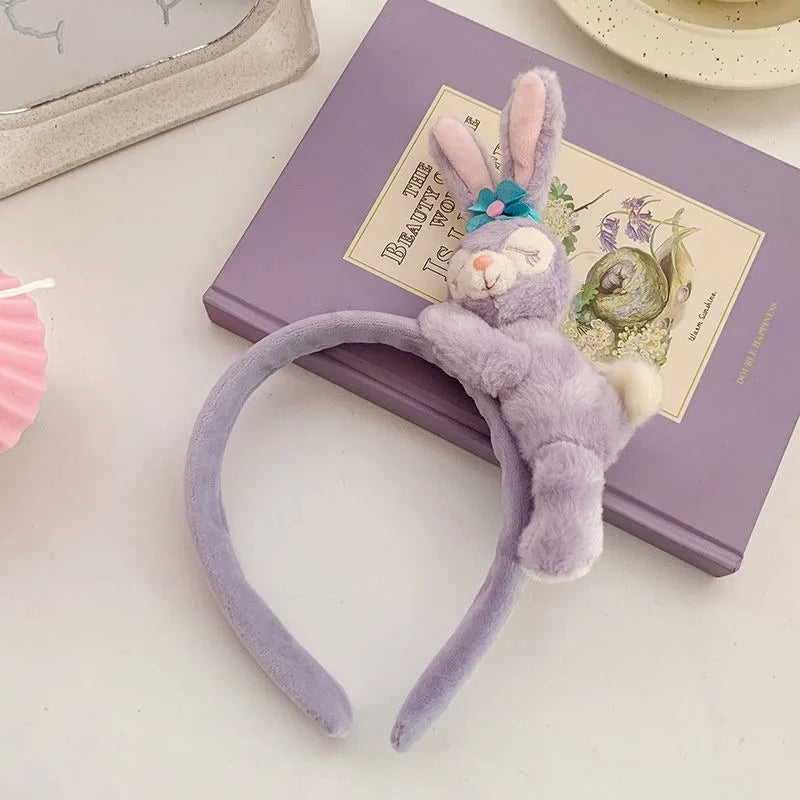 Cartoon Rabbit Cat Ear Cute Plush Headband OMG Bow Wash Face Hairband Lady Soft Custom Women Fur Elastic Make up Headbands
