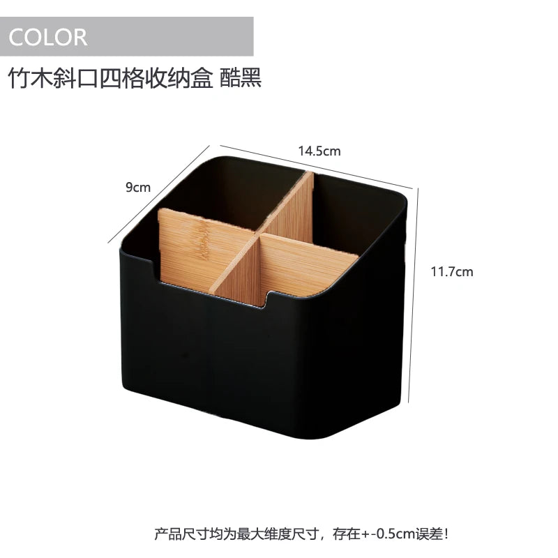 Multifunctional Plastic Desktop Storage Box Modern Cosmetic Organiser Make-Up Brushes Pen Holder Remote Control Office Table Use