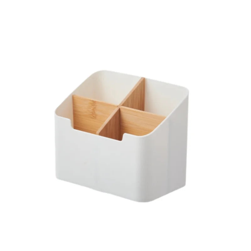 Multifunctional Plastic Desktop Storage Box Modern Cosmetic Organiser Make-Up Brushes Pen Holder Remote Control Office Table Use