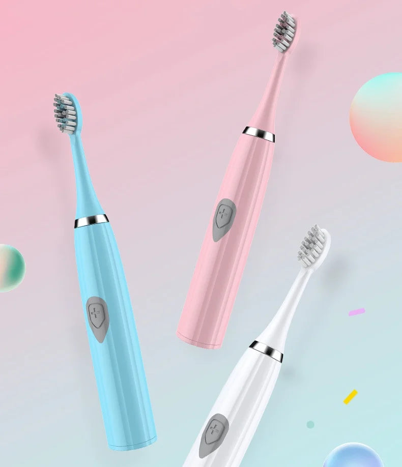 1pc White/Pink Electric Toothbrush Adult Model Soft Bristle Electric Toothbrush Battery Model Family Set Electric Toothbrush