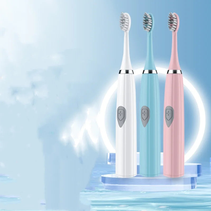 1pc White/Pink Electric Toothbrush Adult Model Soft Bristle Electric Toothbrush Battery Model Family Set Electric Toothbrush